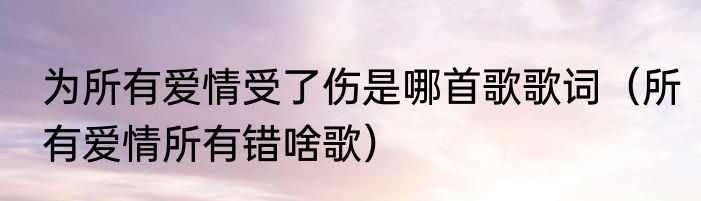 为所有爱情受了伤是哪首歌歌词（所有爱情所有错啥歌）