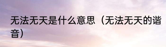 无法无天是什么意思（无法无天的谐音）