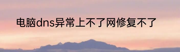 电脑dns异常上不了网修复不了