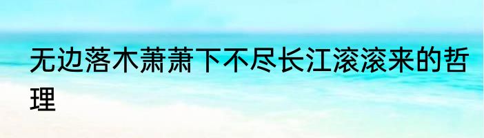 无边落木萧萧下不尽长江滚滚来的哲理
