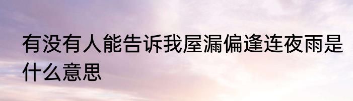 有没有人能告诉我屋漏偏逢连夜雨是什么意思