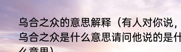 乌合之众的意思解释（有人对你说，乌合之众是什么意思请问他说的是什么意思）
