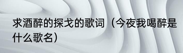 求酒醉的探戈的歌词（今夜我喝醉是什么歌名）