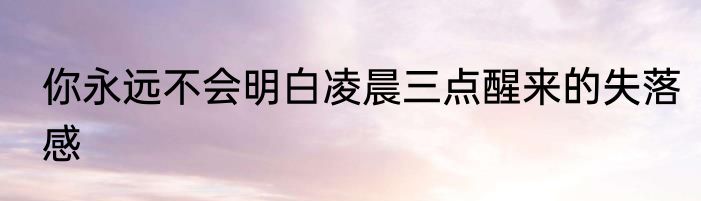 你永远不会明白凌晨三点醒来的失落感