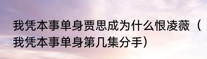 我凭本事单身贾思成为什么恨凌薇（我凭本事单身第几集分手）