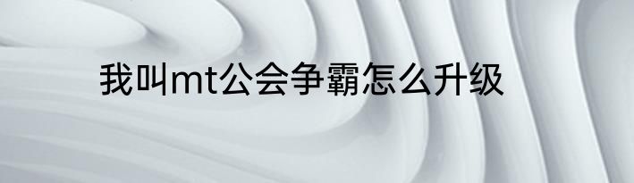我叫mt公会争霸怎么升级