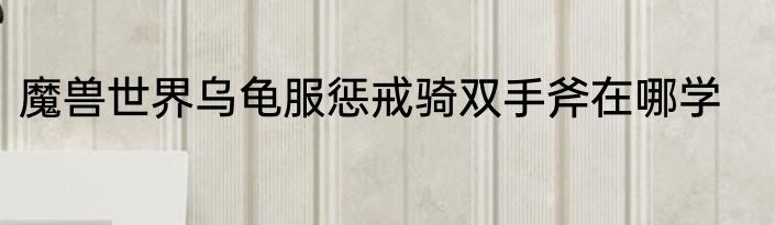 魔兽世界乌龟服惩戒骑双手斧在哪学