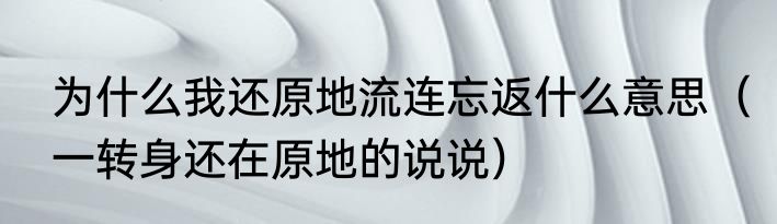 为什么我还原地流连忘返什么意思（一转身还在原地的说说）