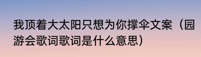 我顶着大太阳只想为你撑伞文案（园游会歌词歌词是什么意思）