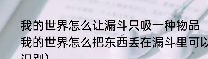 我的世界怎么让漏斗只吸一种物品（我的世界怎么把东西丢在漏斗里可以识别）