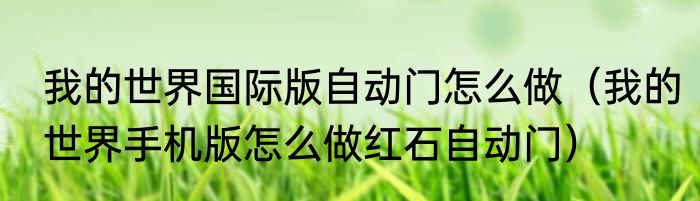 我的世界国际版自动门怎么做（我的世界手机版怎么做红石自动门）