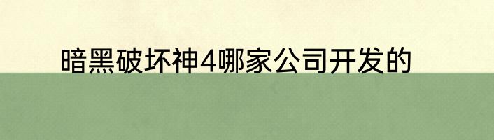 暗黑破坏神4哪家公司开发的