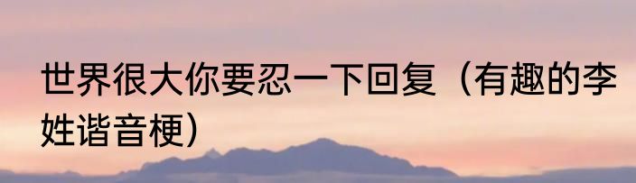 世界很大你要忍一下回复（有趣的李姓谐音梗）