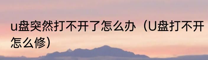 u盘突然打不开了怎么办（U盘打不开怎么修）
