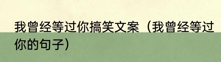 我曾经等过你搞笑文案（我曾经等过你的句子）