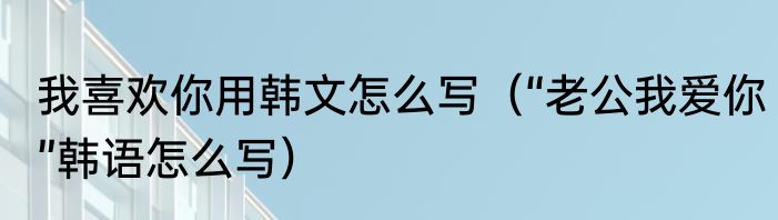 我喜欢你用韩文怎么写（“老公我爱你”韩语怎么写）