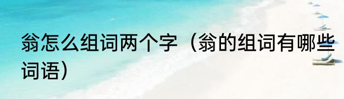 翁怎么组词两个字（翁的组词有哪些词语）