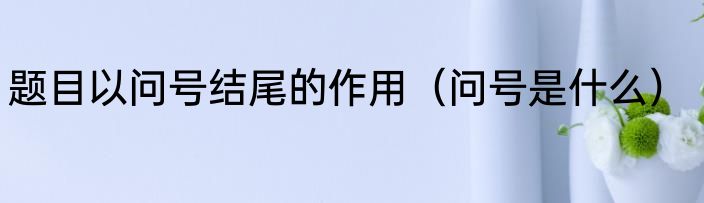 题目以问号结尾的作用（问号是什么）