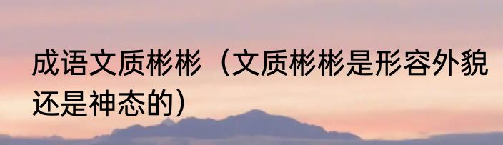 成语文质彬彬（文质彬彬是形容外貌还是神态的）