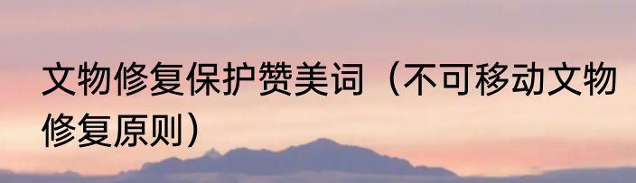 文物修复保护赞美词（不可移动文物修复原则）