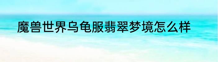 魔兽世界乌龟服翡翠梦境怎么样