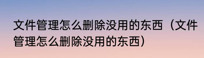 文件管理怎么删除没用的东西（文件管理怎么删除没用的东西）