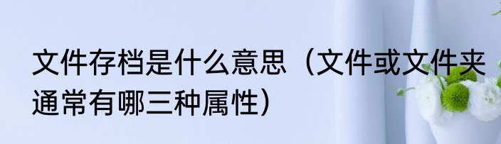 文件存档是什么意思（文件或文件夹通常有哪三种属性）