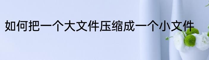 如何把一个大文件压缩成一个小文件
