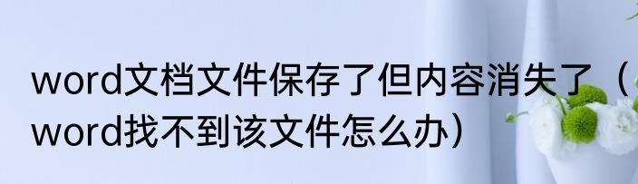 word文档文件保存了但内容消失了（word找不到该文件怎么办）
