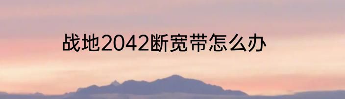 战地2042断宽带怎么办