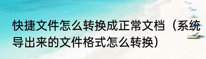 快捷文件怎么转换成正常文档（系统导出来的文件格式怎么转换）
