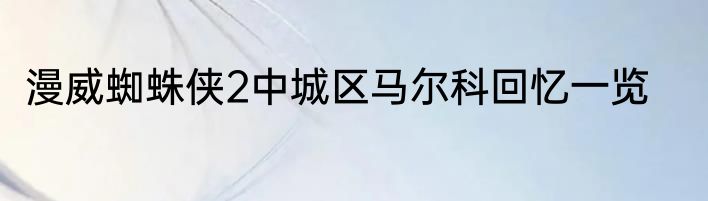 漫威蜘蛛侠2中城区马尔科回忆一览