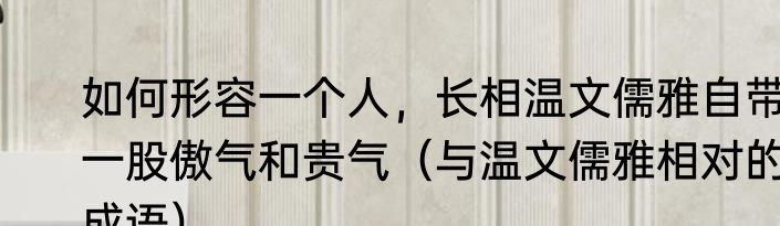 如何形容一个人，长相温文儒雅自带一股傲气和贵气（与温文儒雅相对的成语）