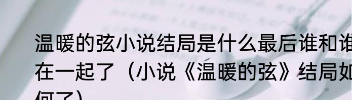 温暖的弦小说结局是什么最后谁和谁在一起了（小说《温暖的弦》结局如何了）