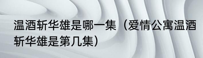 温酒斩华雄是哪一集（爱情公寓温酒斩华雄是第几集）