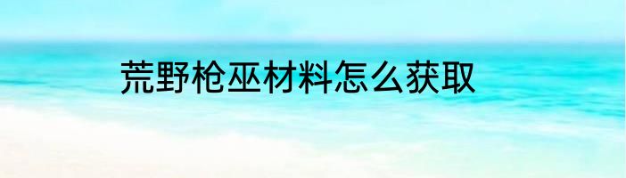 荒野枪巫材料怎么获取