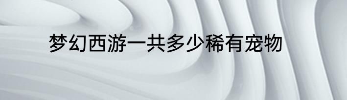 梦幻西游一共多少稀有宠物