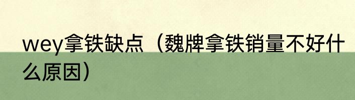 wey拿铁缺点（魏牌拿铁销量不好什么原因）