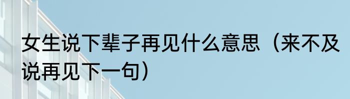 女生说下辈子再见什么意思（来不及说再见下一句）