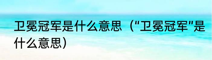 卫冕冠军是什么意思（“卫冕冠军”是什么意思）
