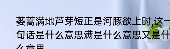蒌蒿满地芦芽短正是河豚欲上时,这一句话是什么意思满是什么意思又是什么意思