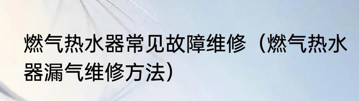 燃气热水器常见故障维修（燃气热水器漏气维修方法）