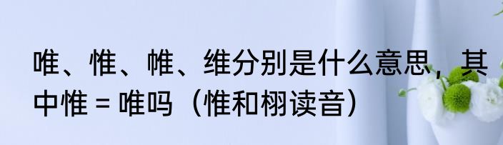 唯、惟、帷、维分别是什么意思，其中惟＝唯吗（惟和栩读音）