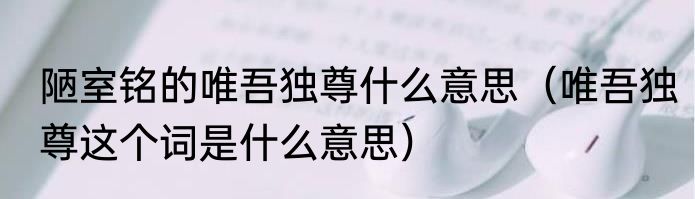 陋室铭的唯吾独尊什么意思（唯吾独尊这个词是什么意思）