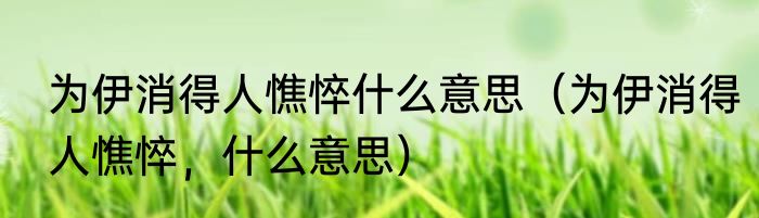 为伊消得人憔悴什么意思（为伊消得人憔悴，什么意思）