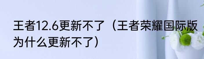 王者12.6更新不了（王者荣耀国际版为什么更新不了）
