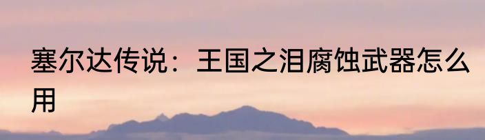 塞尔达传说：王国之泪腐蚀武器怎么用