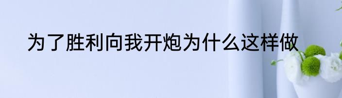 为了胜利向我开炮为什么这样做