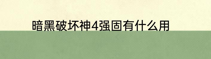 暗黑破坏神4强固有什么用