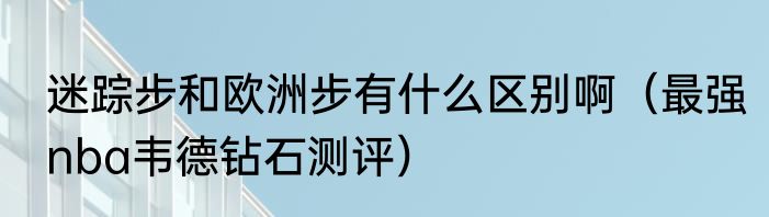 迷踪步和欧洲步有什么区别啊（最强nba韦德钻石测评）